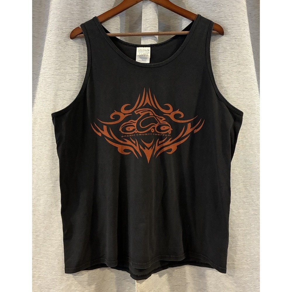 Vintage Orange County Choppers Men's Tank Top‎ Center Graphic Black Y2K Size XL